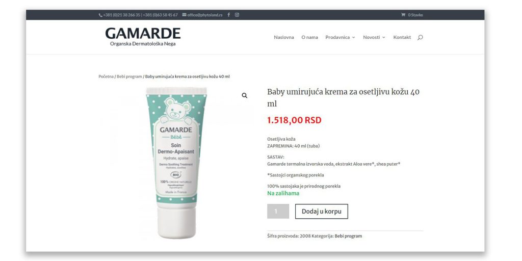 Prikaz naziva i šifre proizvoda - Lava NET primer naziva i šifre proizvoda u internet prodavnici