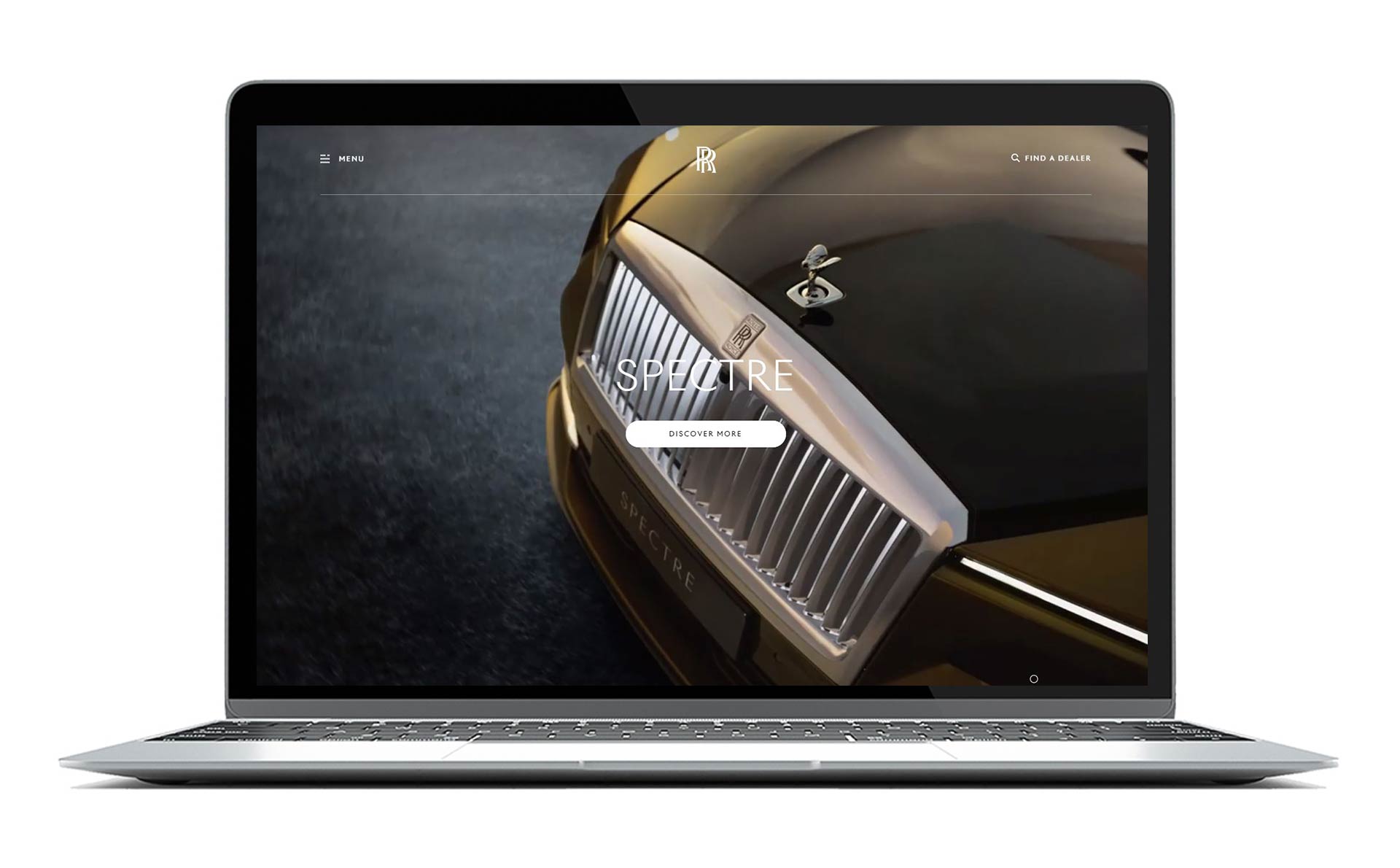 Rolls Roys-ov Spectre prikazan na ekranu lap topa kao jedan od najboljih sajtova za automobile.