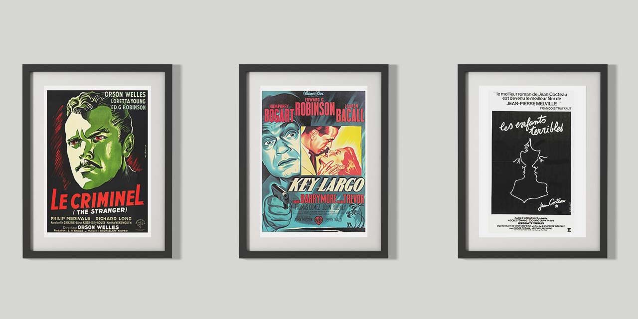 Tri plakata filmova: The Stranger, Key Largo i Les Enfants Terribles.