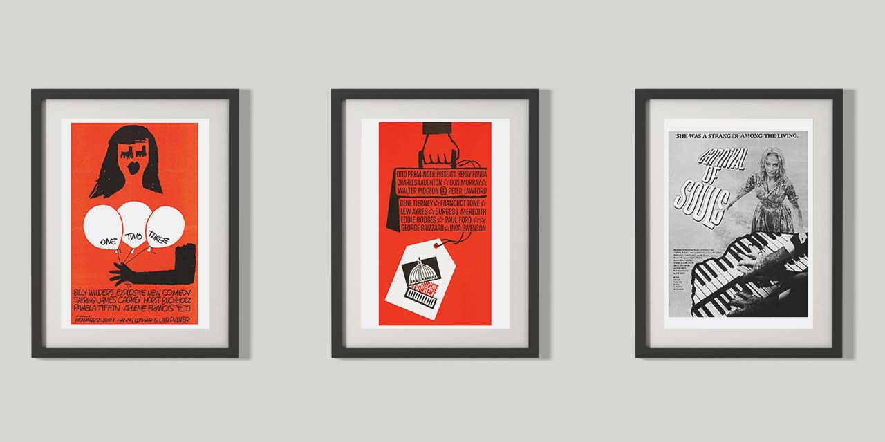 Tri plakata filmova: One, Two, Three, Billy Wilder, Advise & Consent i Carnival of Souls.