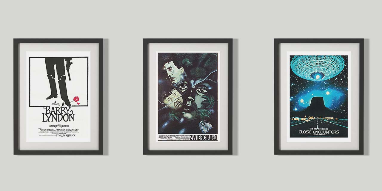 Tri plakata filmova: Barry Lyndon, The Mirror i Close Encounters of the 3rd Kind.