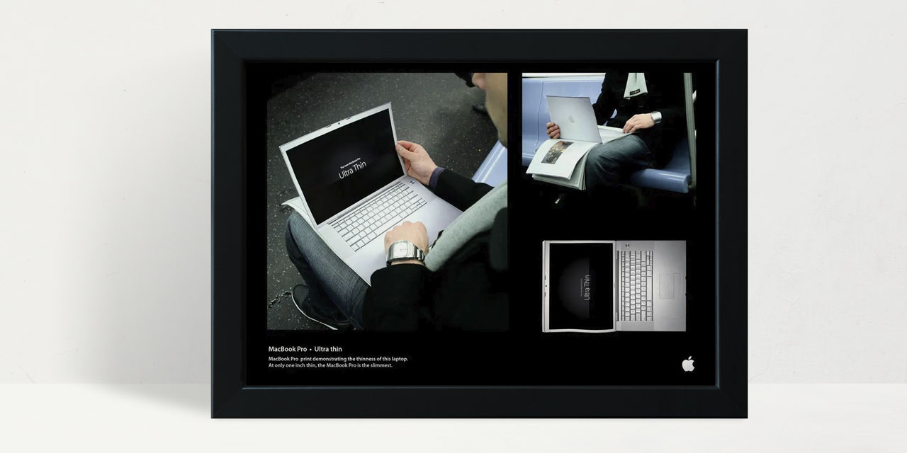 Marketing - reklame koje će vas nasmejati i oduševiti - Lava NET Apple Ultra Mac laptop upoređen sa listom papira iz knjige.