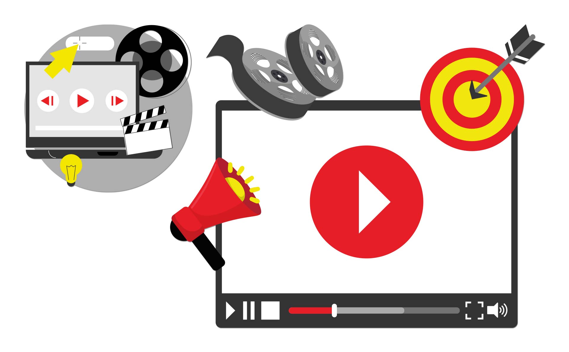 Video plejer i filmovi kao ilustracija za uticaj video klipova na SEO.